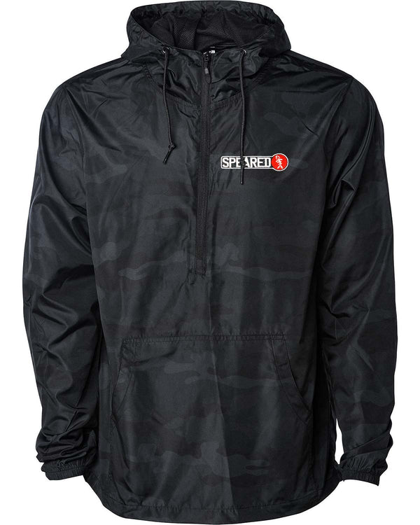 Speared Lightweight Anorak Pullover - Black Camo - Front