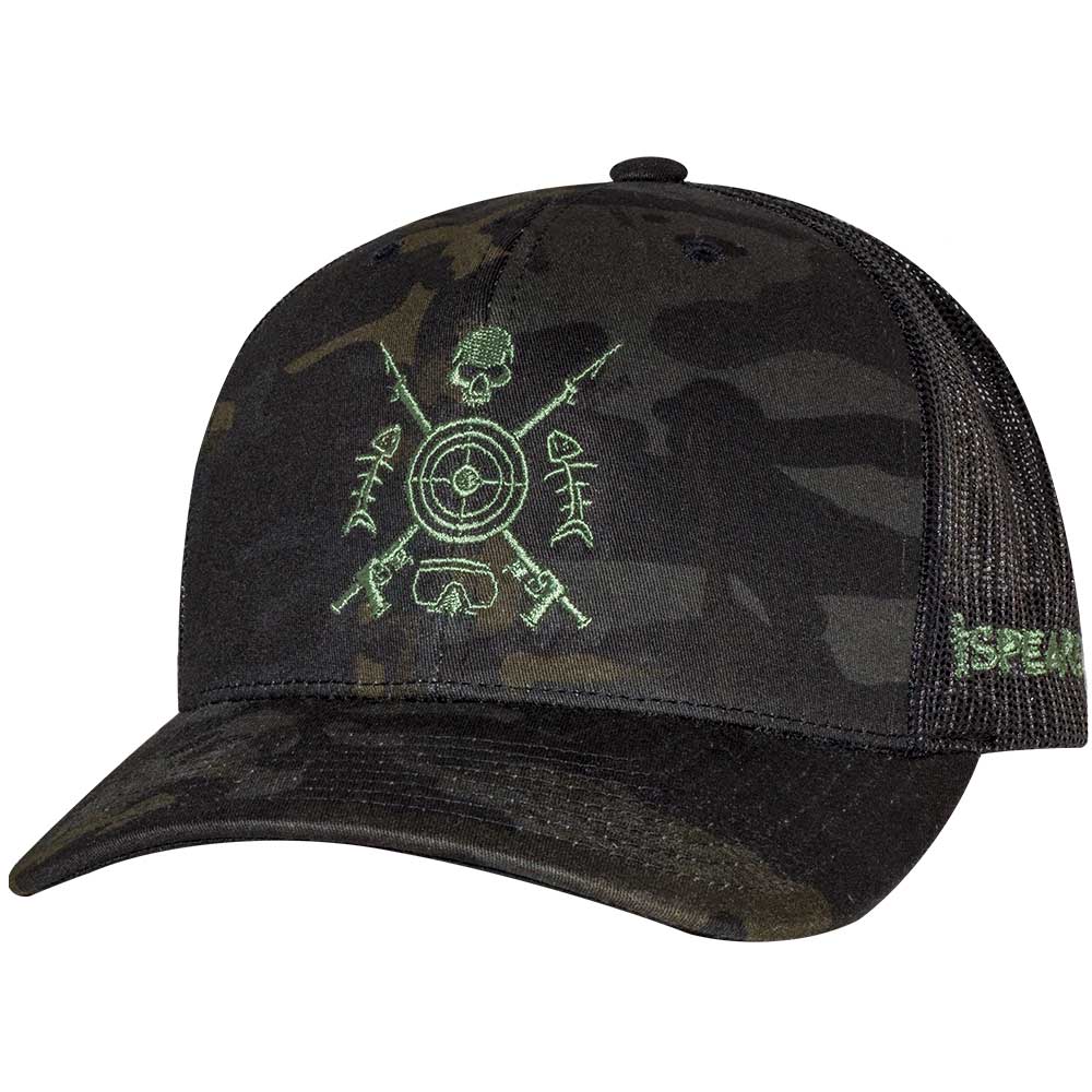 Speared Bullseye Trucker Hat: Camo