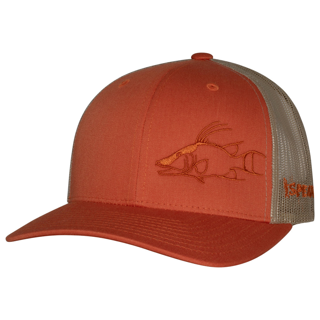 Speared hogfish Trucker Hat: Orange/Khaki