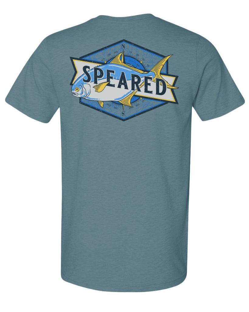 Speared Pompano T-Shirt - Lagoon Blue - Back