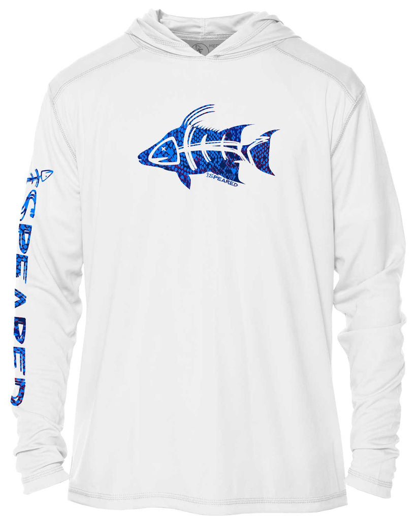 Hogfish Camo: UV UPF 50+ Sun Protection Hoodie: White - Front