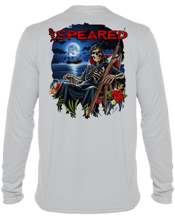 Spearfishing Reaper: UV UPF 50+ Protection Shirt: Gray - Back