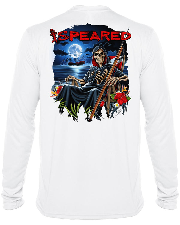 Spearfishing Reaper: UV UPF 50+ Protection Shirt: White - Back